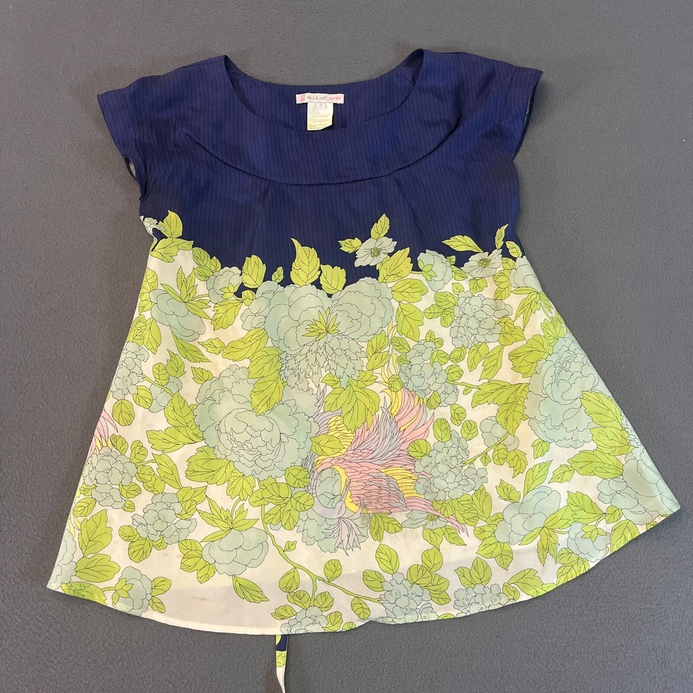 Paul and Joe Sister Silk Floral Print Dress Tie Waist Round Neck Sleeveless SZ 1